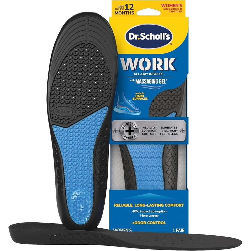 Dr. Scholl's Women's 6-10 Work All-Day Superior Comfort Insoles High Arch Black